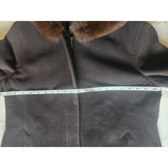 VTG Forecaster Platinum SZ 10 Brown Lambs Wool Blend Fox Fur Trim Hooded Coat - Picture 8 of 14